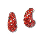 109806,  CHRISTMAS PAVE RHINESTONE HOOP EARRING