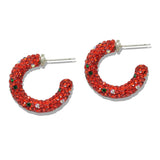 109807, CHRISTMAS PAVE RHINESTONE HOOP EARRING