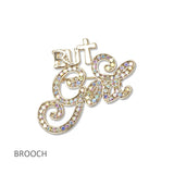 109811, BUT GOLD PAVE RHINESTONE BROOCH PIN