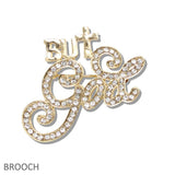 BUT Gold Pave Rhinestone Brooch PIN