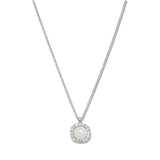 109812, ROUND PEARL CHARM NECKLACE WITH CUBIC ZIRCONIA CRYSTAL BORDER