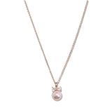 109814, DAINTY CUBIC ZIRCONIA BOW ACCENT PEARL PENDANT NECKLACE