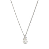 109814, DAINTY CUBIC ZIRCONIA BOW ACCENT PEARL PENDANT NECKLACE