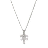 109815, NURSE CADUCEUS STAINLESS STEEL PENDANT NECKLACE
