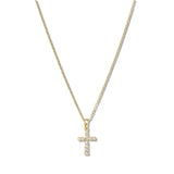 109816, DAINTY CUBIC ZIRCONIA CROSS STAINLESS STEEL PENDANT NECKLACE