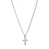 109816, DAINTY CUBIC ZIRCONIA CROSS STAINLESS STEEL PENDANT NECKLACE
