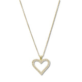 109817, CUTOUT HEART PAVE CUBIC ZIRCONIA STAINLESS STEEL PENDANT NECKLACE