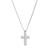 109819, CROSS PAVE CUBIC ZIRCONIA STAINLESS STEEL PENDANT NECKLACE