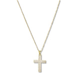 109820, CROSS PAVE CUBIC ZIRCONIA STAINLESS STEEL PENDANT NECKLACE