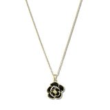 109821, ENAMEL ROSE FLOWER STAINLESS STEEL PENDANT NECKLACE