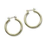 109823, 30MM GOLD WHITE GOLD DIPPED BRASS ROUND HOOP EARRING