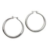 109824, 50MM GOLD WHITE GOLD DIPPED BRASS MINIMALIST ROUND HOOP EARRING