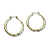 109825, 35MM GOLD WHITE GOLD DIPPED BRASS MINIMALIST ROUND HOOP EARRING