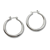 109825, 35MM GOLD WHITE GOLD DIPPED BRASS MINIMALIST ROUND HOOP EARRING