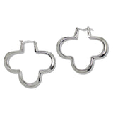 109826, 45MM GOLD WHITE GOLD DIPPED BRASS CLOVER HOOP EARRING