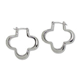 109827, 35MM GOLD WHITE GOLD DIPPED BRASS CLOVER HOOP EARRING