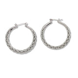 109829, 35MM GOLD WHITE GOLD DIPPED BRASS BRAIDED HOOP EARRING