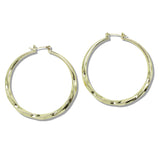 109830, 50MM GOLD WHITE GOLD DIPPED BRASS WAVY HOOP EARRING