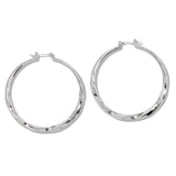 109830, 50MM GOLD WHITE GOLD DIPPED BRASS WAVY HOOP EARRING