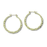 109833, 35MM GOLD WHITE GOLD DIPPED BRASS HOOP MINIMALIST EARRING