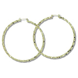 109834, 70MM GOLD WHITE GOLD DIPPED BRASS DIAMOND CUT HOOP EARRING