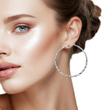 109834, 70MM GOLD WHITE GOLD DIPPED BRASS DIAMOND CUT HOOP EARRING