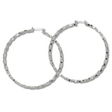 109834, 70MM GOLD WHITE GOLD DIPPED BRASS DIAMOND CUT HOOP EARRING