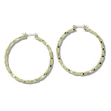 109835, 50MM GOLD WHITE GOLD DIPPED BRASS DIAMOND CUT HOOP EARRING