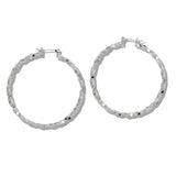 109835, 50MM GOLD WHITE GOLD DIPPED BRASS DIAMOND CUT HOOP EARRING