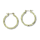 109836, 30MM GOLD WHITE GOLD DIPPED BRASS DIAMOND CUT HOOP EARRING