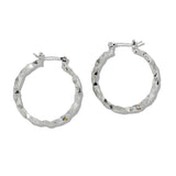 109836, 30MM GOLD WHITE GOLD DIPPED BRASS DIAMOND CUT HOOP EARRING