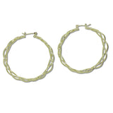 109837, 50MM GOLD WHITE GOLD DIPPED BRASS TWISTED HOOP EARRING