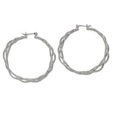 109837, 50MM GOLD WHITE GOLD DIPPED BRASS TWISTED HOOP EARRING