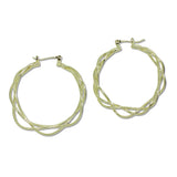 109838, 40MM GOLD WHITE GOLD DIPPED BRASS TWISTED HOOP EARRING