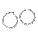 109838, 40MM GOLD WHITE GOLD DIPPED BRASS TWISTED HOOP EARRING