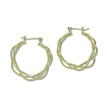 109839, 30MM GOLD WHITE GOLD DIPPED BRASS TWISTED HOOP EARRING
