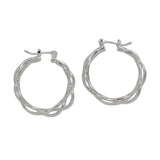 109839, 30MM GOLD WHITE GOLD DIPPED BRASS TWISTED HOOP EARRING