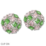 109841, SORORITY SQUARE RHINESTONE ACCENT CHUNKY ROUND CLIP ON EARRING