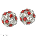 109841, SORORITY SQUARE RHINESTONE ACCENT CHUNKY ROUND CLIP ON EARRING