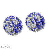 109842, SORORITY ROUND CONCAVE PEARL RHINESTONE CLIP ON EARRING