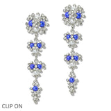 109843, SORORITY PEARL RHINESTONE FLORAL DROP DANGLE CLIP ON EARRING