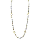 109845, HAMMERED GEOMETRIC ACCENT GLASS PEARL BEADED LONG NECKLACE