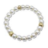 109848, GOLD ACCENT GLASS PEARL BEADED STRETCH BRACELET