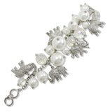 109853, ELEPHANT GLASS PEARL MULTI CHARM TOGGLE BRACELET
