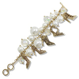 109855, HIGH HEEL SHOES GLASS PEARL MULTI CHARM TOGGLE BRACELET