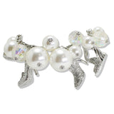 109855, HIGH HEEL SHOES GLASS PEARL MULTI CHARM TOGGLE BRACELET