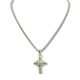 109858, 14K GOLD PLATED X PAVE CUBIC ZIRCONIA ACCENT CROSS DESIGNER INSPIRED NECKLACE