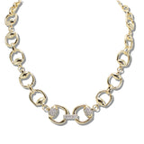 109860, 14K GOLD PLATED CUBIC ZIRCONIA ACCENT HORSEBIT LINK NECKLACE