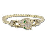 109861, 14K GOLD PLATED CUBIC ZIRCONIA ACCENT PANTHER BRACELET
