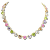 109862, 14K GOLD PLATED HEART CUBIC ZIRCONIA ACCENT DESIGNER INSPIRED NECKLACE